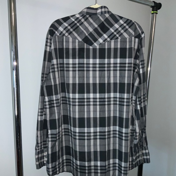 Wrangler Western Shirt plaid pearl snap front XLT long sleeve snap cuffs - Picture 5 of 9